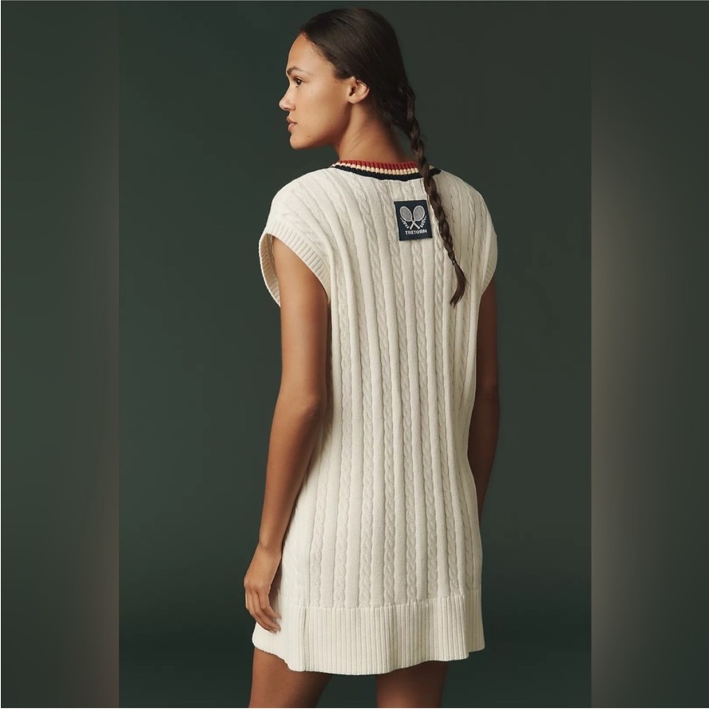 NWT Tretorn x Anthropologie Longline Short Sleeve Cardigan White Womens M Preppy - Picture 3 of 11